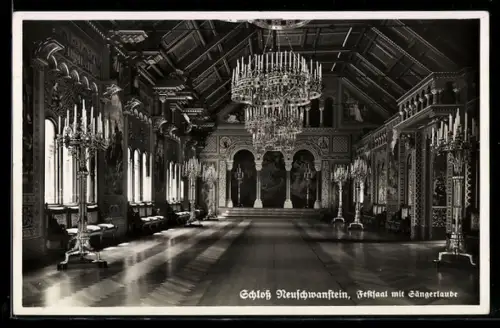 AK Schloss Neuschwanstein, Festsaal mit Sängerlaube