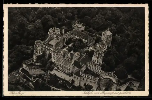 AK Heidelberg, Schloss, Fliegeraufnahme