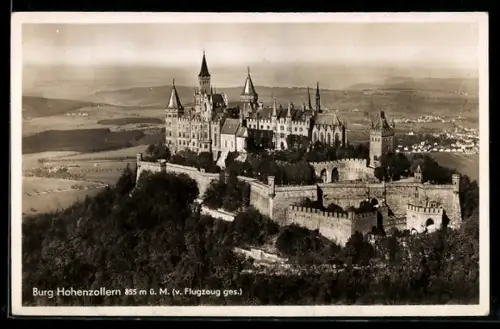 AK Bisingen, Burg Hohenzollern vom Flugzeug aus