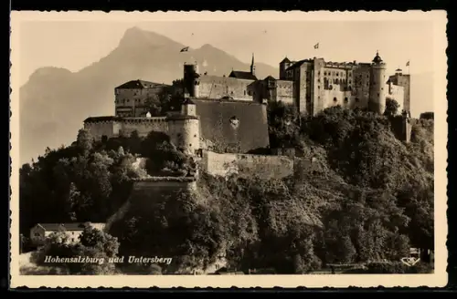 AK Salzburg, Hohensalzburg mit Untersberg