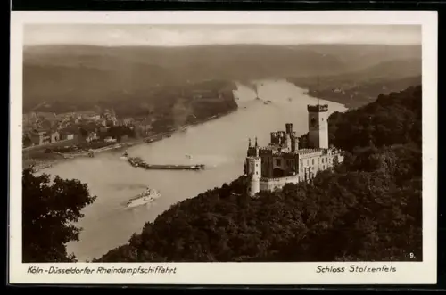 AK Rheindampfer vor Schloss Stolzenfels