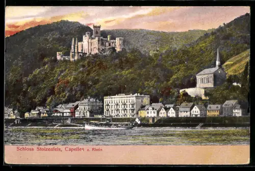 AK Capellen a. Rh., Schloss Stolzenfels, Panorama