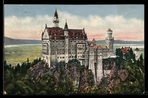 AK Schloss Neuschwanstein, gesehen v. d. Marienbrücke