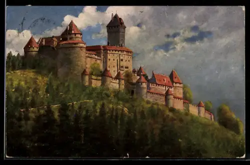 Künstler-AK H. Hoffmann: Hoh-Königsburg, Chateau du Haut-Koenigsbourg, Totale
