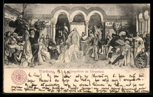 AK Eisenach, Wartburg, Sängerstreit im Sängersaal