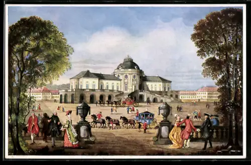 Künstler-AK Stuttgart, Schloss Solitude zur Zeit Herzog Karls