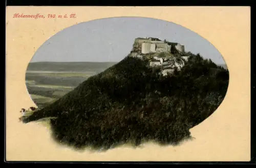 AK Burgruine Hohenneuffen, Ansicht mit Blick ins Land