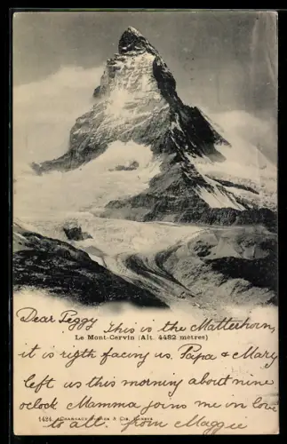 AK Le Mont-Cervin, Verschneiter Berg mit Gletscher