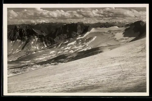 AK Schneefernerhaus, Blick auf Gletscher, Stubaler und Oetztaleralpen