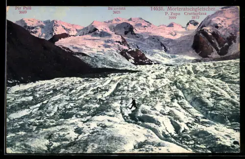 AK Morteratschgletscher mit Blick auf Piz Palü und Bellavista