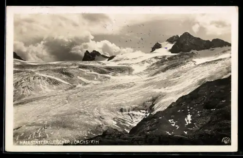 AK Hallstättergletscher und schneebedeckter Dachstein