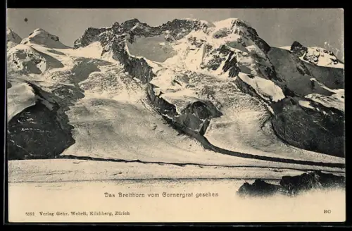 AK Das Breithorn vom Gornergrat gesehen, Gletscher