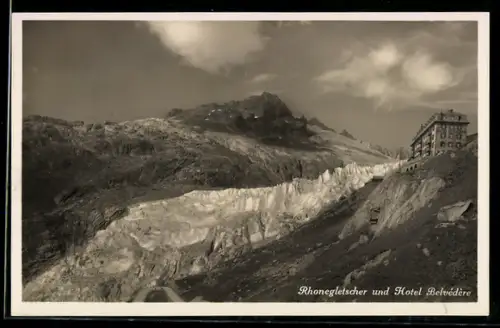 AK Rhonegletscher und Hotel Belvèdère