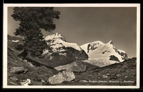 AK Partie am Findelen-Gletscher mit Rimpfisch- und Strahlhorn