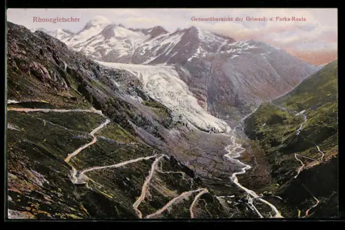 AK Rhonegletscher, Gesamtübersicht der Grimsel- u. Furka-Route