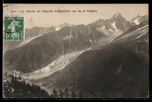 AK Le Glacier et l`Alguille d`Argentière vue de la Flégère, Gletscher