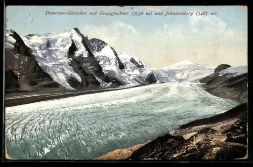AK Pasterzen-Gletscher, Blick über den Gletscher zum Grossglockner und dem Johannisberg