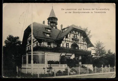 AK Travemünde, Kurverwaltung an der Strandpromenade, Lesezimmer und Bureaus