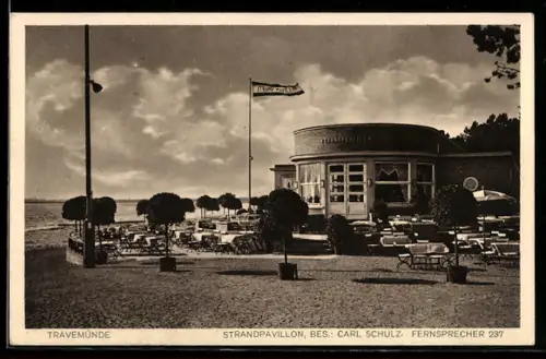 AK Travemünde, Gasthaus Strandpavillon, Bes. Carl Schulz