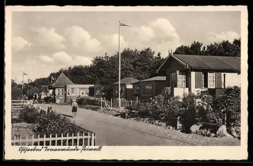 AK Travemünde-Priwall, Strassenpartie, Panorama