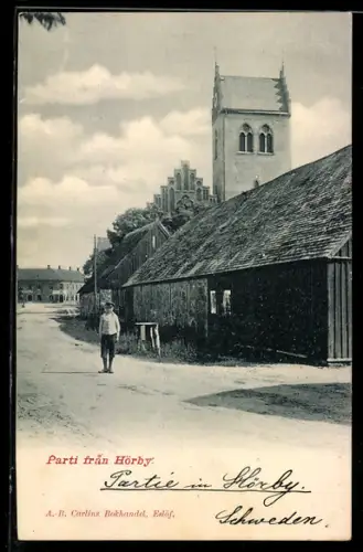 AK Hörby, Ortspartie mit Kirche
