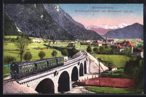 AK Mittenwald, Mittenwald-Viadukt, Mittenwaldbahn, Mittenwald