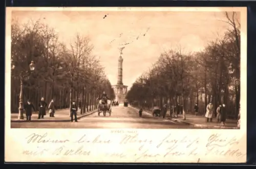 AK Berlin, Grosser Tiergarten, Siegesallee, Siegessäule