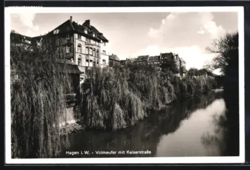 AK Hagen i. W., Volmeufer mit Kaiserstrasse