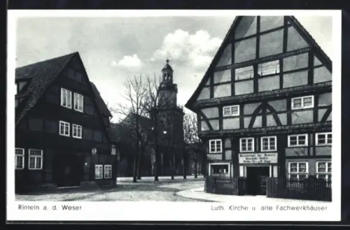 AK Rinteln a. d. Weser, Luth. Kirche, alte Fachwerkhäuser