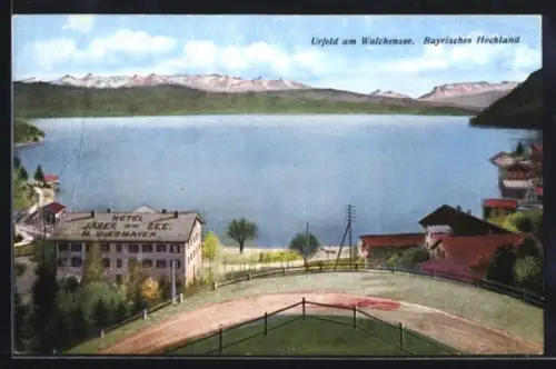 AK Urfeld am Walchensee, Hotel Jäger am See, Inh. H. Wiesmayer, Seeansicht