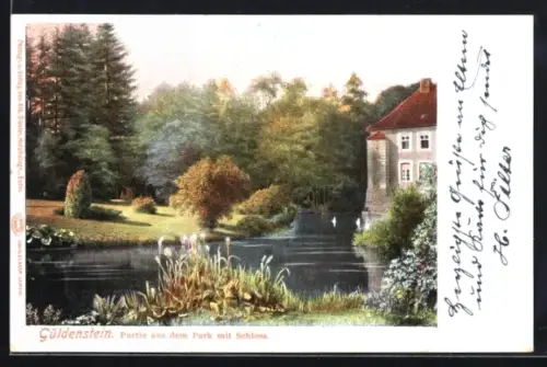 AK Güldenstein, Partie aus dem Park mit Schloss