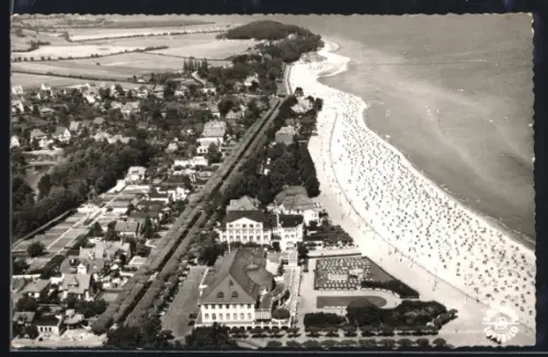 AK Travemünde, Luftaufnahme Strand, Kurhaus, Ostseebad
