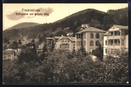 AK Friedrichroda, Villenpartie am grünen Weg