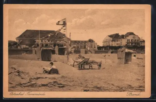 AK Travemünde, Strand, Badehotel