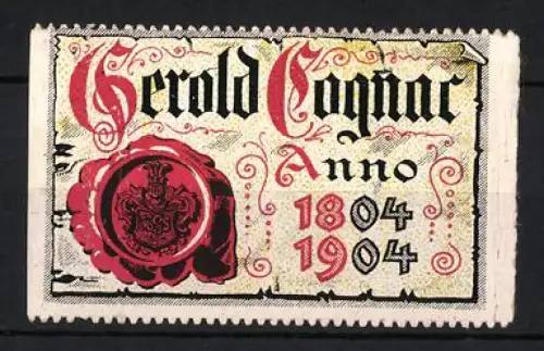 Reklamemarke Gerald Cognac, Hundertjähriges Jubiläum, rotes Wachssiegel