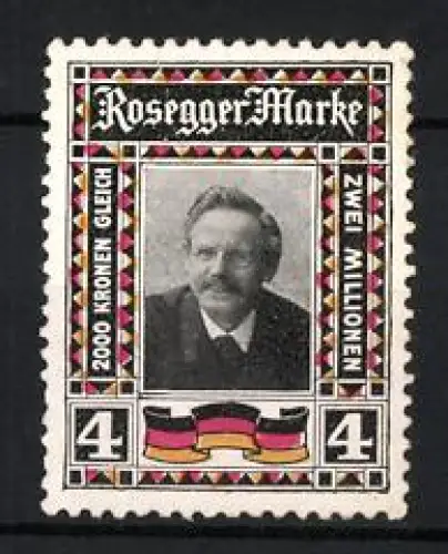 Reklamemarke Peter Rosegger, Schriftsteller, Portrait