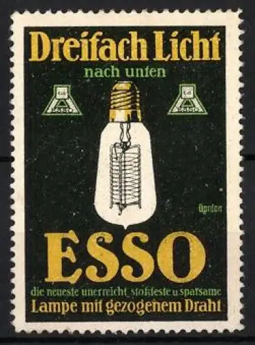 Reklamemarke Esso, Glühlampen mit gezogenem Draht, Glühbirne