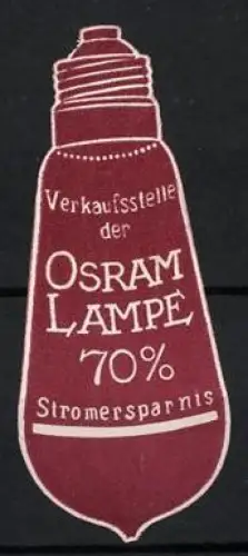 Reklamemarke Osram, Glühlampen und Beleuchtungskörper, Glühbirne mit Stromersparnis, weinrot