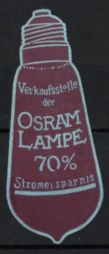 Reklamemarke Osram, Glühlampen und Beleuchtungskörper, Glühbirne, dunkelrot
