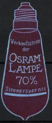 Reklamemarke Osram, Glühlampen und Beleuchtungskörper, Glühbirne, blau