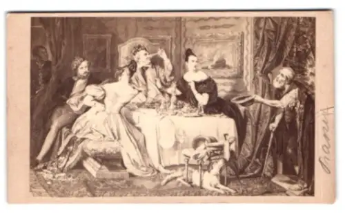 Fotografie R. v. Bohr, Wien, Gemälde Die Prasser, Gesellschaft bei stattlichem Gelage, Bettler bittet um Almosen