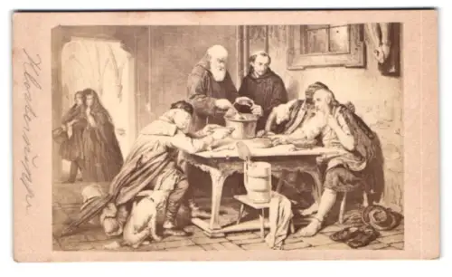 Fotografie Gemälde R. v. Bohr, Wien, Beim Austeilen der Klostersuppe