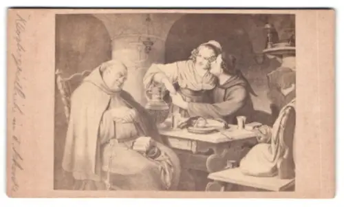 Fotografie R. v. Bohr, Wien, Gemälde Klosterbrüder in der Schenke