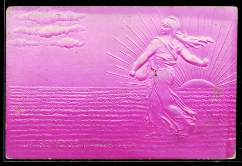 Präge-Airbrush-AK La Semeuse D`Aprés Roty