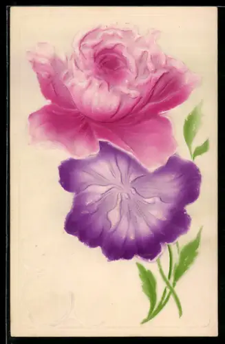 Airbrush-AK Rose und andere Blüte