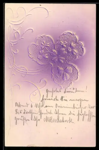 Präge-Airbrush-AK Lila Blattornamente