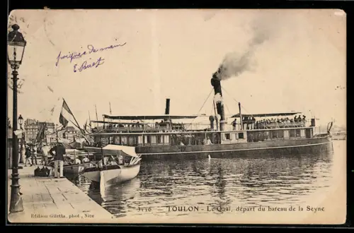 AK Toulon, Le Quai, départ du bateau de la Seyne
