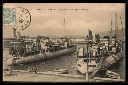 AK Toulon, Le Quai, torpilleurs au petit Rang
