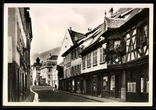 AK Rappoltsweiler, Langestrasse avec maisons à colombages et rue pavée