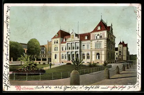 AK Mulhouse, Nouvelle Poste et jardin fleuri